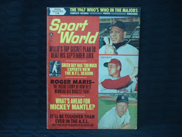 Vintage SPORT WORLD Magazine Oct 1967 - Willie Mays, Roger Maris & Mickey Mantle
