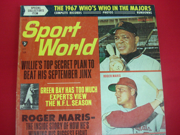 Vintage SPORT WORLD Magazine Oct 1967 - Willie Mays, Roger Maris & Mickey Mantle