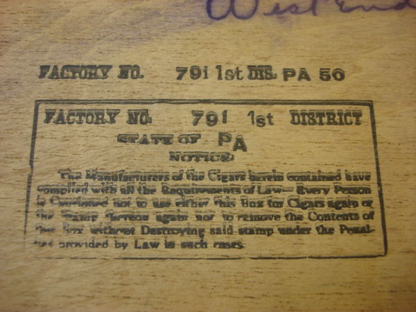 Vintage Wooden Cigar Box - El CUSTO - Handcrafted by James W. Custer (Boyertown, PA) - ARMY & WEST END Inscriptions