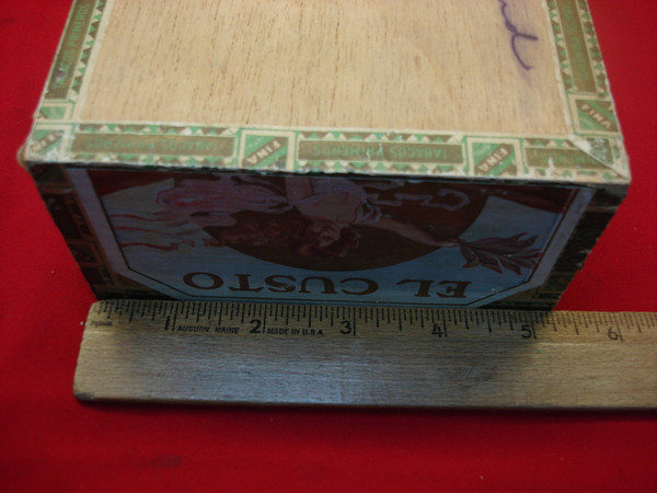 Vintage Wooden Cigar Box - El CUSTO - Handcrafted by James W. Custer (Boyertown, PA) - ARMY & WEST END Inscriptions