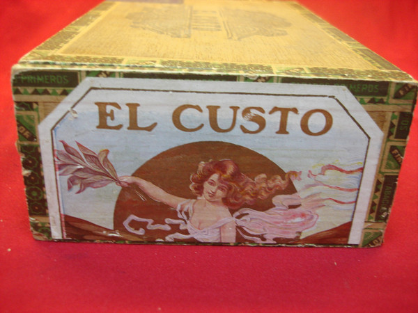 Vintage Wooden Cigar Box - El CUSTO - Handcrafted by James W. Custer (Boyertown, PA) - ARMY & WEST END Inscriptions