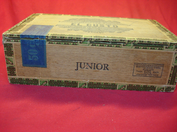 Vintage Wooden Cigar Box - El CUSTO - Handcrafted by James W. Custer (Boyertown, PA) - ARMY & WEST END Inscriptions