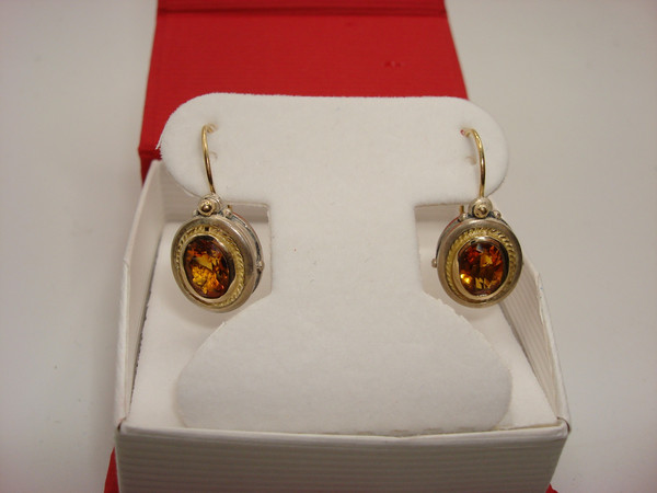 Stunning Sterling Silver & 18K Gold Citrine Earrings (1.5ctw)
