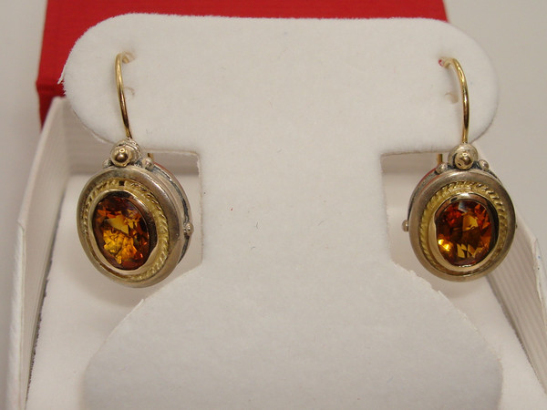 Stunning Sterling Silver & 18K Gold Citrine Earrings (1.5ctw)