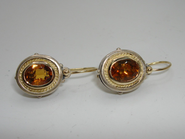 Stunning Sterling Silver & 18K Gold Citrine Earrings (1.5ctw)
