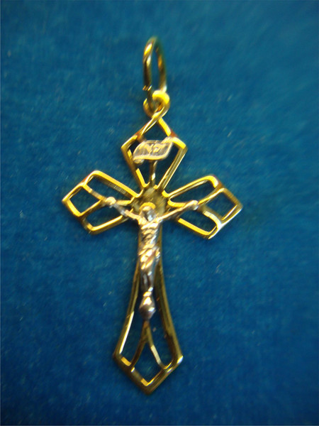 Vintage 14K Gold Filled Crucifix Charm Pendant - INRI Inscription, Great Condition