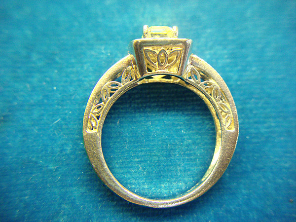 Elegant Sterling Silver CZ Ring with Emerald-Cut Champagne Stone (Size 7)