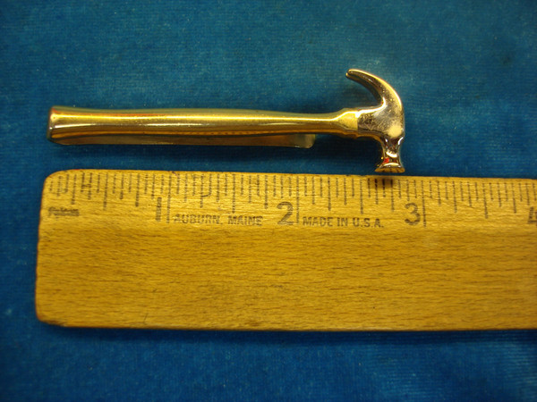 Vintage Swank Gold/Silver Carpenter's Hammer Tie Clip (3 Inches) - Excellent Condition