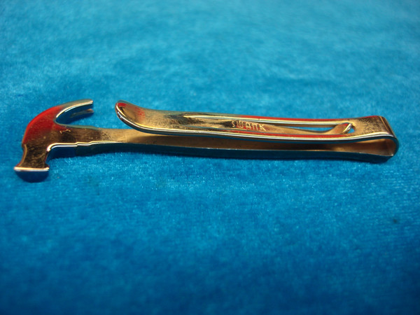 Vintage Swank Gold/Silver Carpenter's Hammer Tie Clip (3 Inches) - Excellent Condition