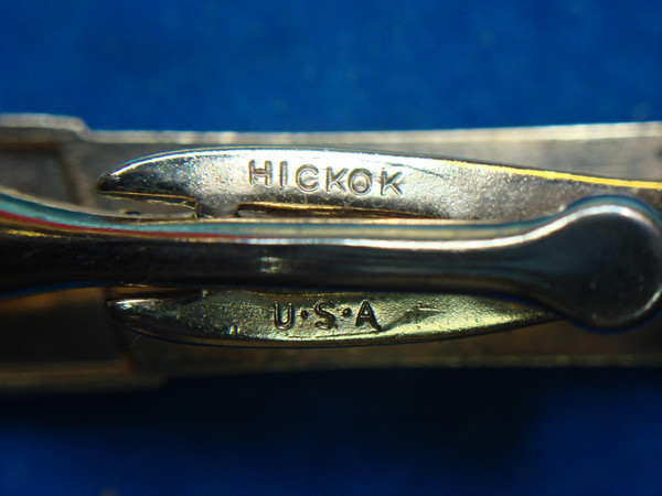 Vintage Hickok Gold Tone Cufflinks & Tie Clip Set with Letter M - Excellent Condition