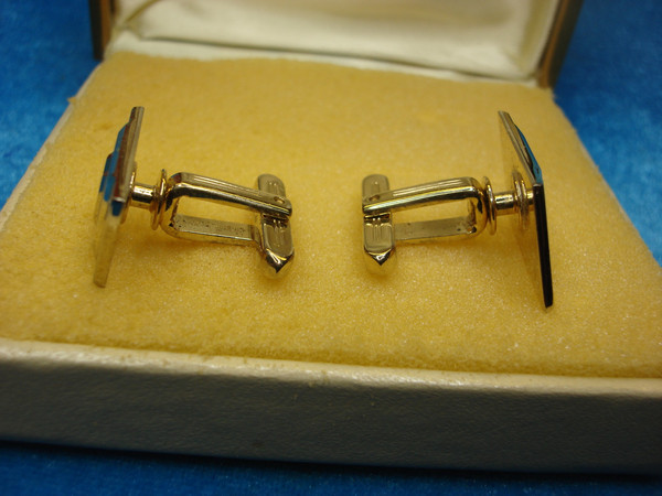 Vintage Hickok Gold Tone Cufflinks & Tie Clip Set with Letter M - Excellent Condition