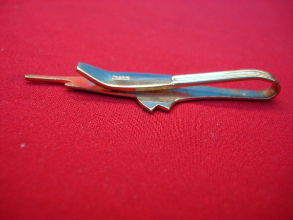 Vintage Anson Gold-Tone Swordfish Tie Clip with Red Stone - 2.5