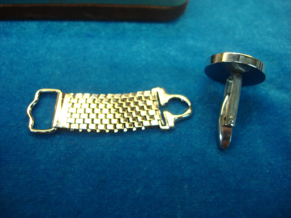 Vintage Silver-Tone Onyx Convertible Cufflinks - Unused