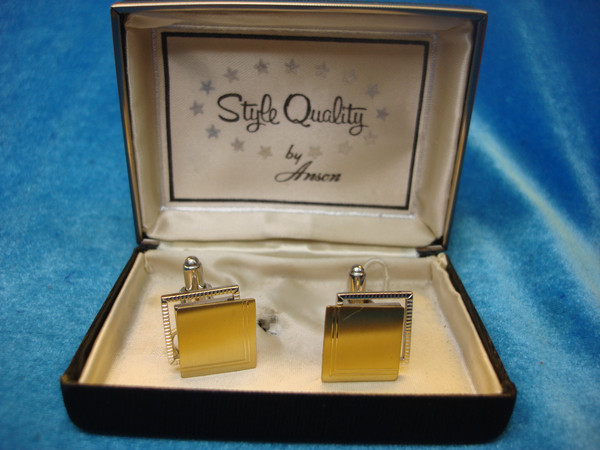 Vintage Anson Mod Design Cufflinks - Gold/Silver Tone, Excellent Condition, Original Box