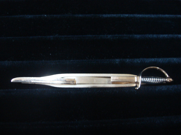 Vintage Swank Gold Tone Sword Tie Bar Clip - Excellent Condition