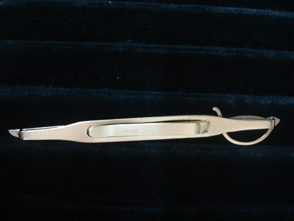Vintage Swank Gold Tone Sword Tie Bar Clip - Excellent Condition