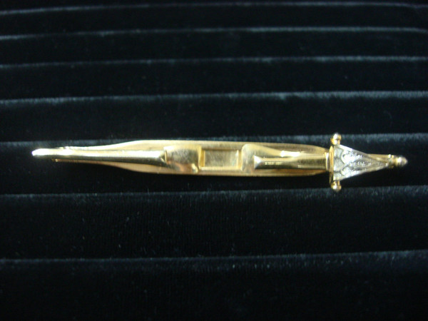 Vintage Swank Gold Tone Sword Tie Bar Clip with Silver Accents -  #5
