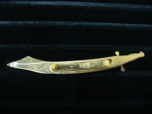 Vintage Swank Gold-Tone Sword Tie Bar Clip with Blue Stone Accent #7