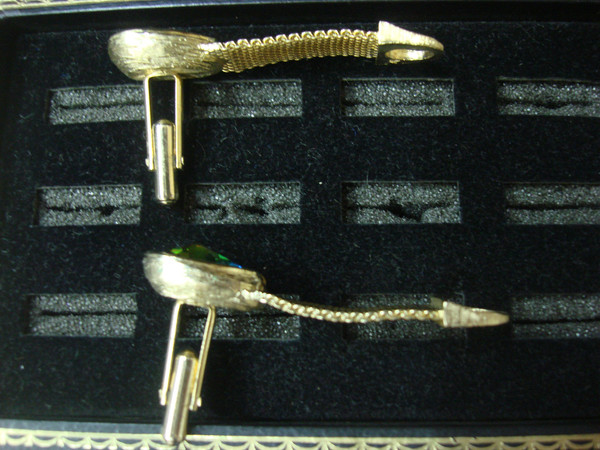 Vintage Gold-Tone Wrap Around Cufflinks with Rainbow Stones #12