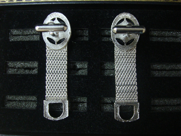 Vintage Swank Silver Tone Wrap-Around Cufflinks with Moonstone Accents