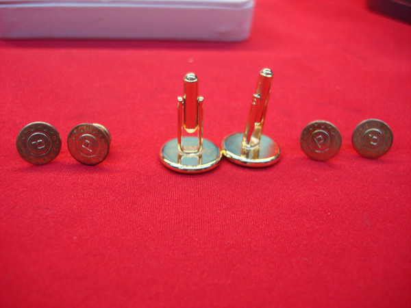 Vintage Gold Tone Onyx Cufflinks & Shirt Studs Set - Estate Jewelry #79