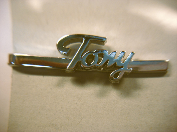 Vintage Personalized Tie Clip for Tony - Polished Silver Tone (1 5/8