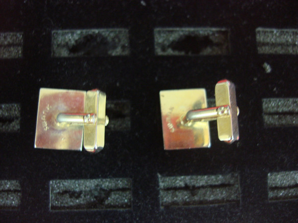 Vintage Swank Gold Tone Cufflinks with Mother-of-Pearl #46 - Excellent Condition