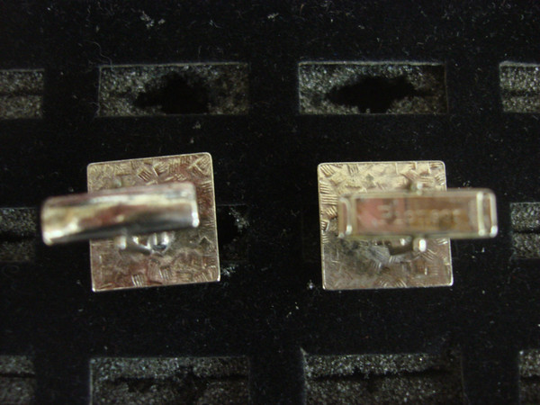 Vintage Pioneer Silver-Tone Cufflinks with Blue Stones - #117