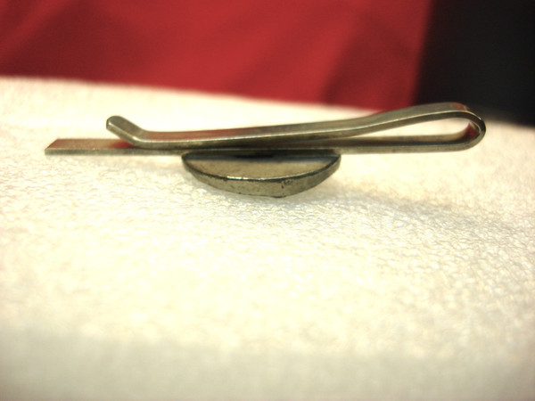 Vintage Silver Tone Tie Clip - 3D Golfing Scene,  Unique Collectible Gift for Men