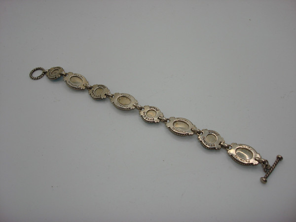 Vintage Carolyn Relios Pollock Sterling Silver MOP & Turquoise Bracelet - 7 1/4