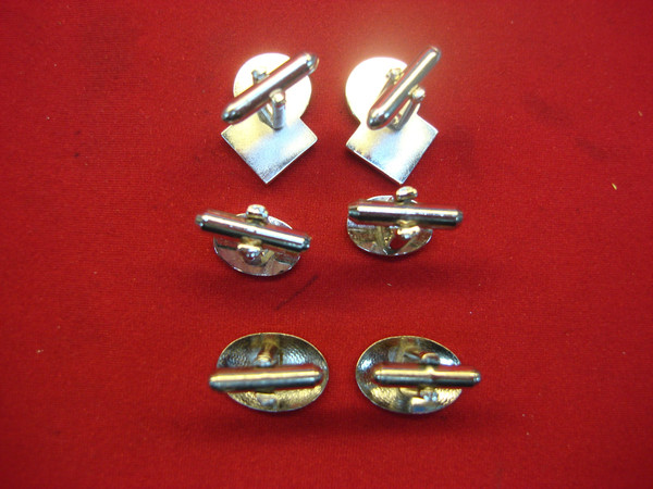 Vintage Silver Tone Cufflinks Set of 3 - Stylish Retro Accessories #149