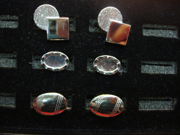 Vintage Silver Tone Cufflinks Set of 3 - Stylish Retro Accessories #149