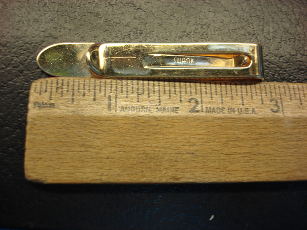 Vintage Gold Tone Tie Clip with Leather Accents - Men's Fashion Accessory #155