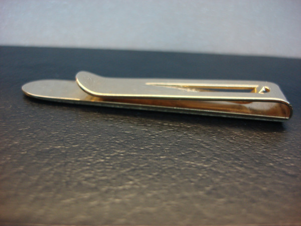Vintage Gold Tone Tie Clip with Leather Accents - Men's Fashion Accessory #155
