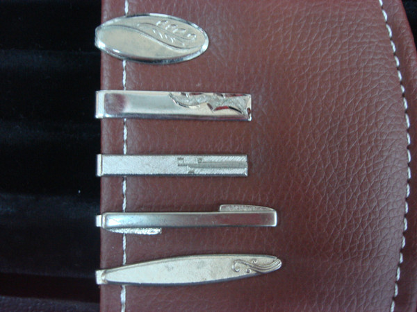 Vintage Silver-Tone Tie Clips (5-Pack) - Retro Style Lot #202