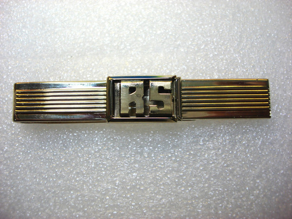 Vintage Gold Tone Tie Clip Engraved'R S' - 2.75 Inch, Nice Condition