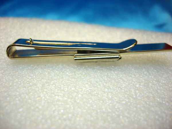 Vintage Gold Tone Tie Clip Engraved'R S' - 2.75 Inch, Nice Condition