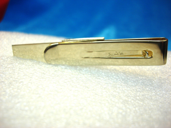 Vintage Gold Tone Tie Clip Engraved'R S' - 2.75 Inch, Nice Condition