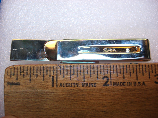 Vintage Gold Tone Tie Clip Engraved'R S' - 2.75 Inch, Nice Condition