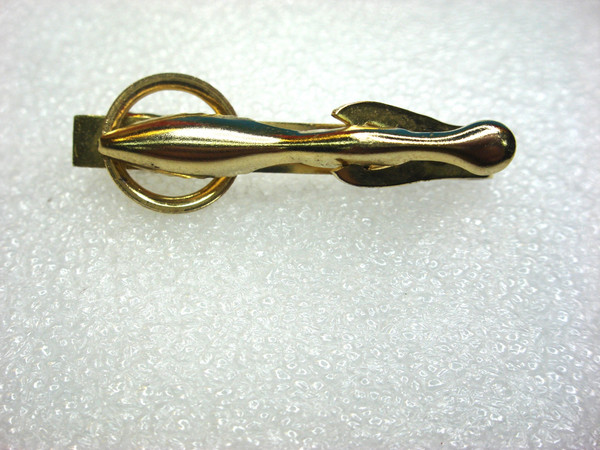 Vintage Gold Tone Tie Clip with Faux Garnet - Elegant 1.75 Inch Design