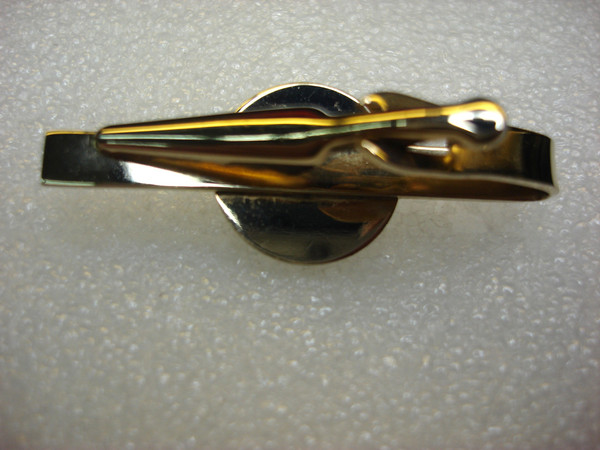 Vintage Gold Tone Tie Clip with Pearlescent'R' Design - Excellent Condition