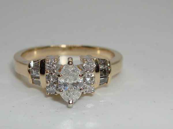 Gorgeous 14K Gold Marquise Diamond Engagement Ring (1/2 CTW, Size 6.5)