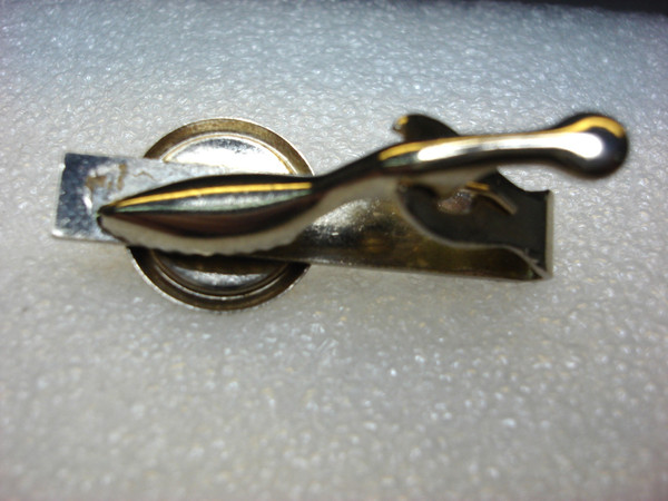 Vintage American Legion Tie Clip - Silver Tone Lucite Dome - 1 5/8