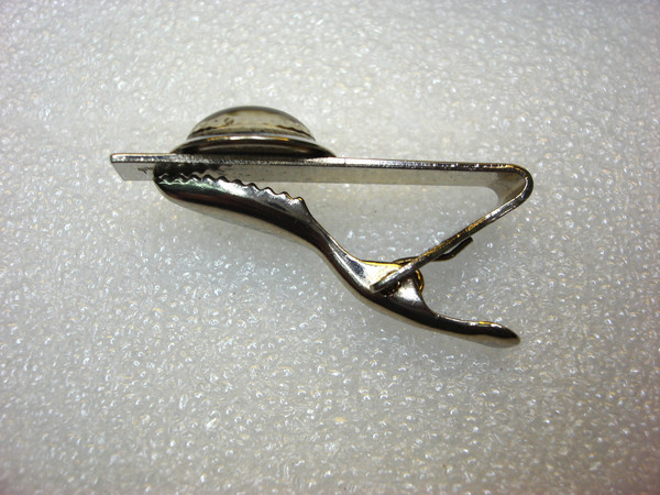 Vintage American Legion Tie Clip - Silver Tone Lucite Dome - 1 5/8