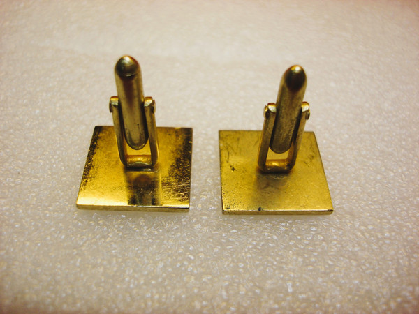 Vintage Gold Tone Crown & Crest Cufflinks - Elegant Design, Nice Condition