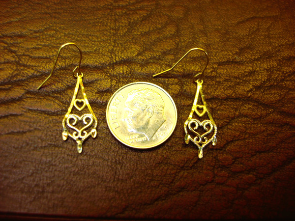 New! 14K Yellow/White Gold Dangle Earrings - Small & Elegant (Macy's, $36 Gold Value)