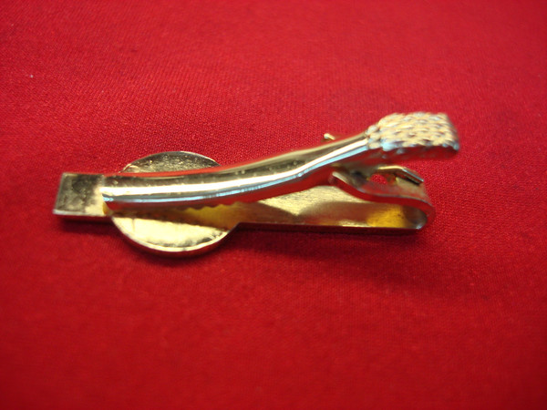 Vintage Gold Tone Tie Clip with Engraved'R' - 1.5 Inch, Elegant Mens Accessory