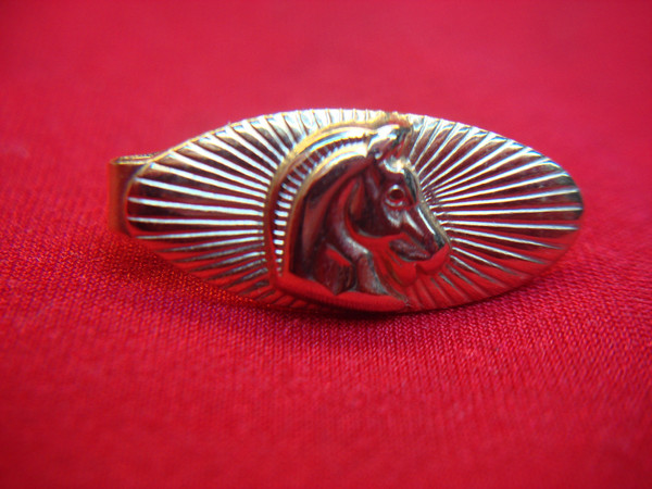Vintage Gold Tone Trojan Horse Lapel Tie Clip - 1 1/8
