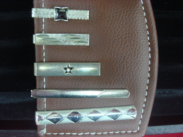 Vintage Silver Tone Tie Clips - 5pc Lot (Used, Unique Designs) #253