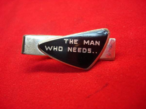 Vintage Gold Tone Tie Clip 'The Man Who Needs...' - Unique Enamel Design #212